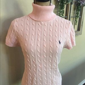 Ralph Lauren Sport Pink Cable Knit Sweater Sz L